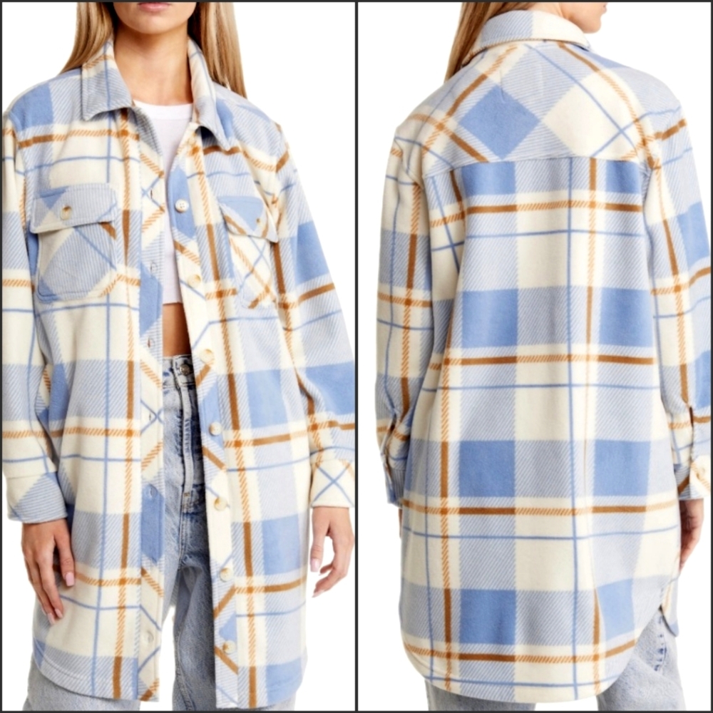 Thread & Supply Blue Cream Plaid Shacket
